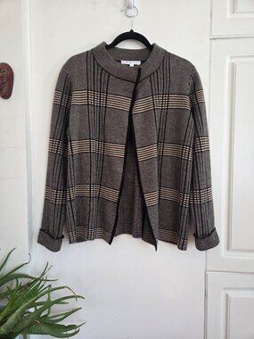 🤎 Cleo Cozy Plaid Knit Open Cardigan
